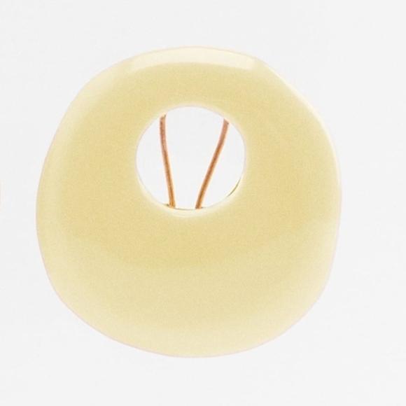 NEW Zara Yellow Beige Hoop Earrings 70s Chunky Retro Y2K Colorblock Maximalism - Picture 4 of 9